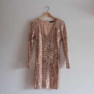 Sequined Long Sleeve Dress